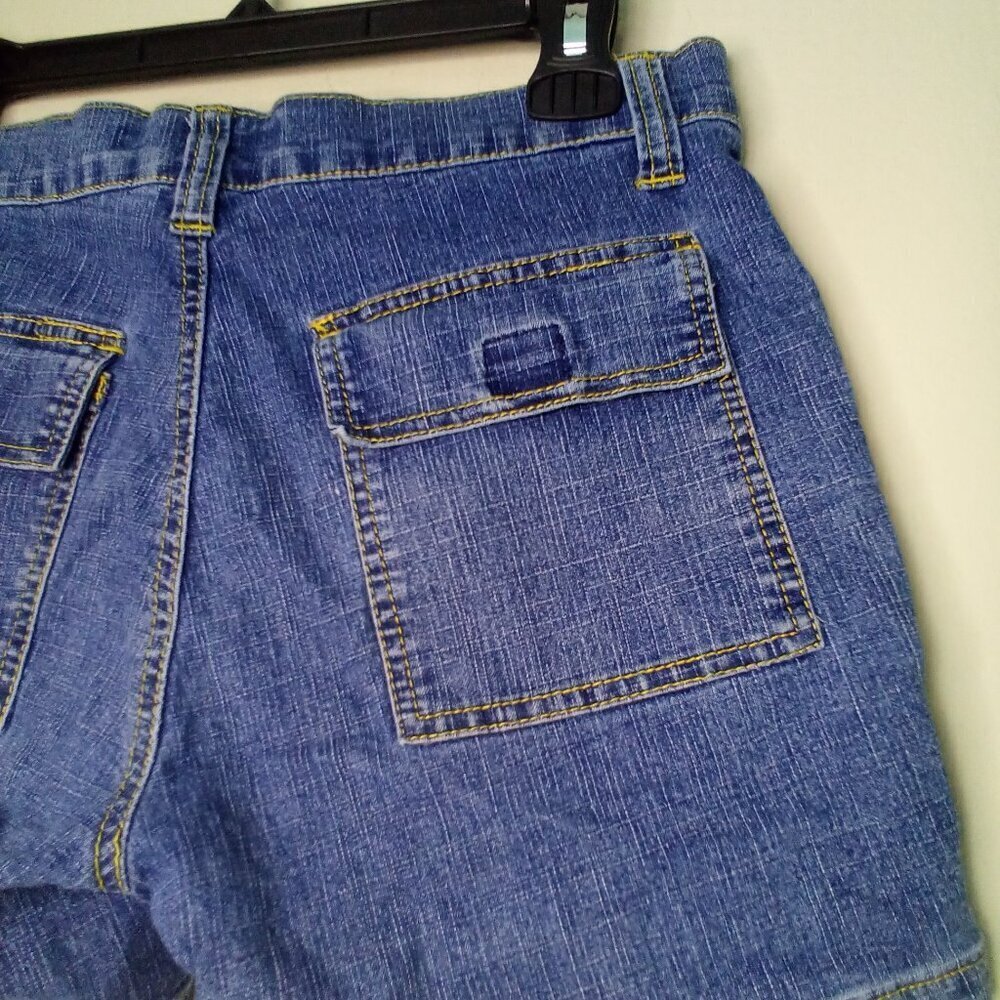 CJ Jeans Shorts Juniors 5 90s Y2K Zipper Detail Pockets Denim Blue - Picture 13 of 13